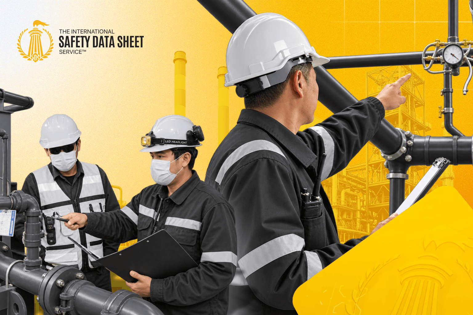 Workers inspecting equipment in an industrial plant