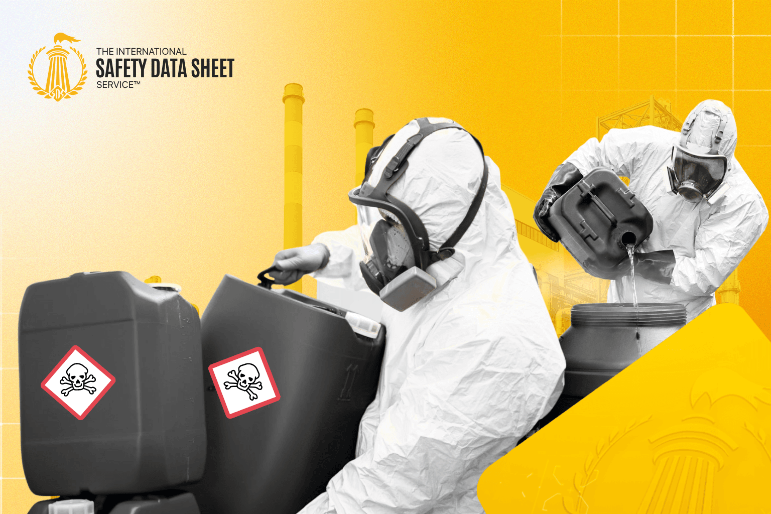Worker checking equipment before transferring a hazardous chemical