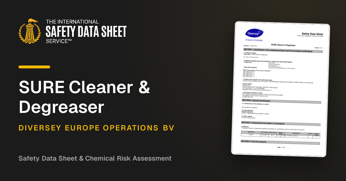 Sure Cleaner & Degreaser — Diversey Europe Operations BV SDS & Risk ...